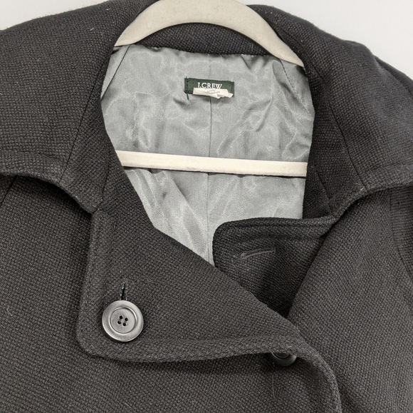 J.CREW Wool Nylon Blend Peacoat Pea Coat Belt Black Lined Double Breasted 4 - Picture 9 of 10